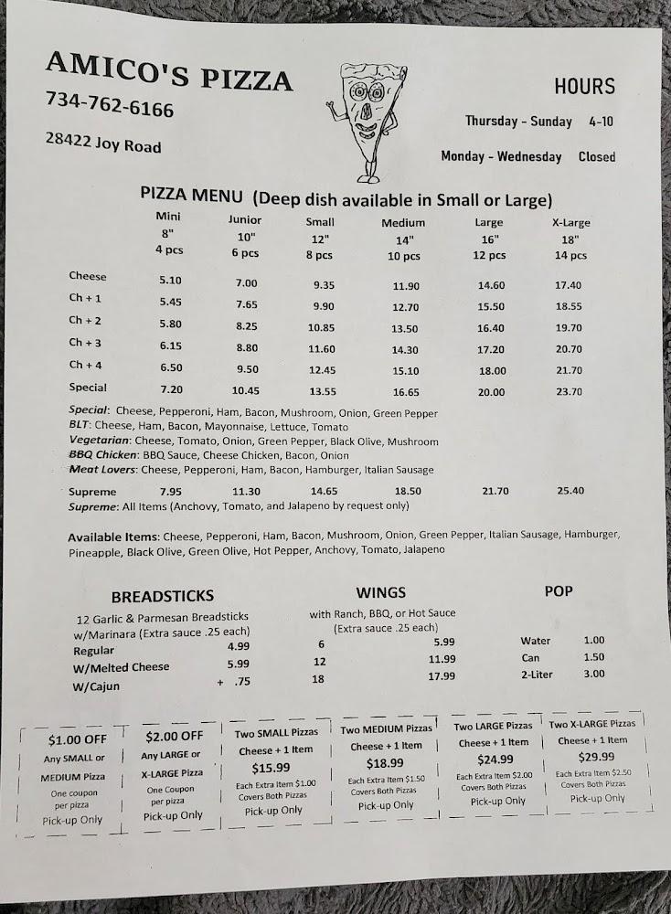 Amico's Pizzeria Menu image 1