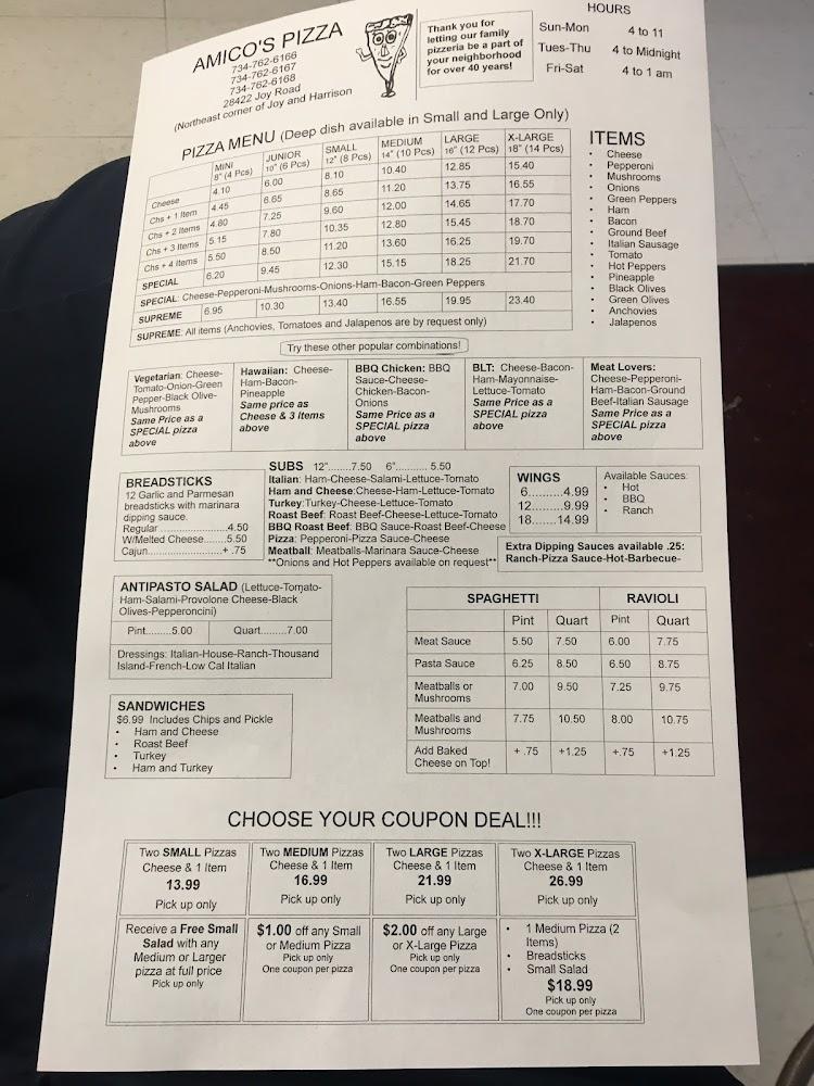 Amico's Pizzeria Menu image 2